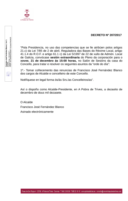 Sesión Extraordinaria do Pleno da corporación