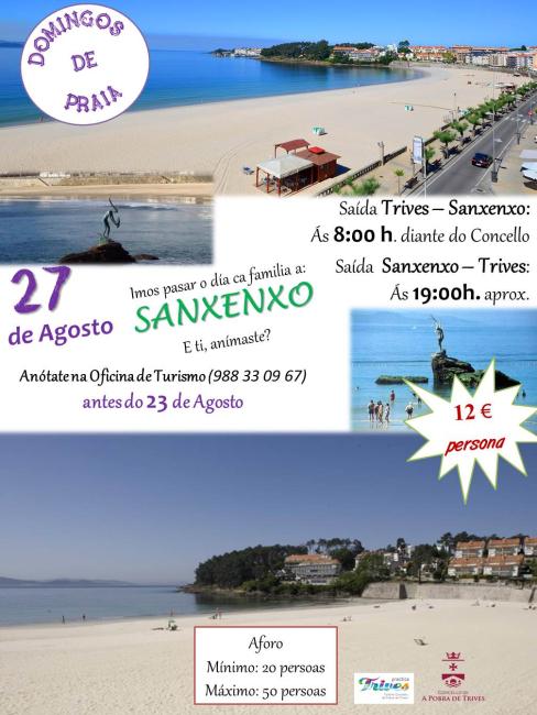 O programa "Domingos de Praia" terá como destino SANXENXO o vindeiro 27 de Agosto
