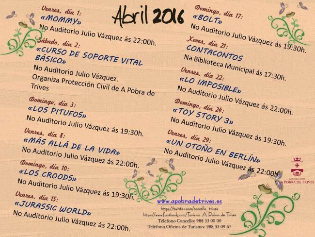Programación do mes de Abril 2016