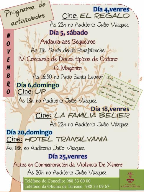 Programa de Actividades do mes de Novembro