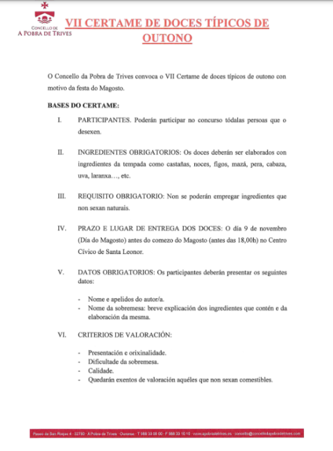 VII Certame de doces típicos de outono
