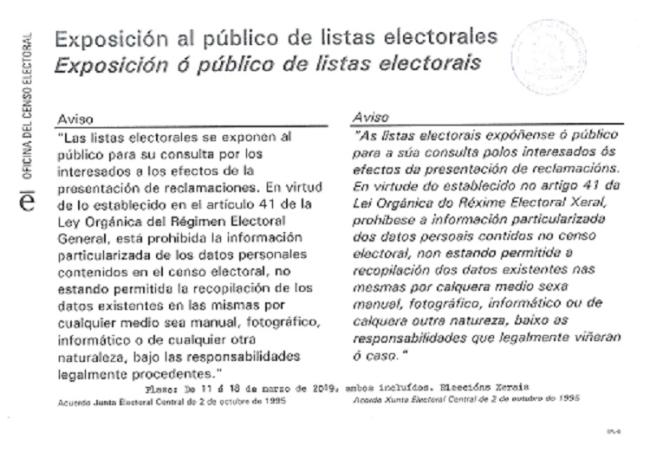 Exposición ao público de listas electorais