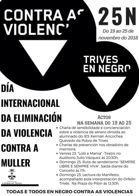 Trives en Negro - Contra as Violencias de Xénero - Conmemoración do 25N no Concello da Pobra de Trives