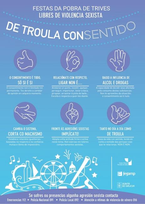 O Concello da Pobra de Trives colabora na difusión da CAMPAÑA DE TROULA CON SENTIDO "FESTAS DE GALICIA LIBRES DE VIOLENCIA DE SEXISTA"