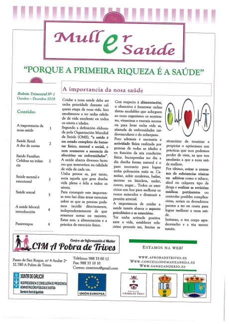 Boletín trimestral "Muller e Saúde" - nº1