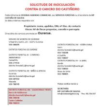 SOLICITUDE DE INOCULACIÓN CONTRA O CANCRO DO CASTIÑEIRO
