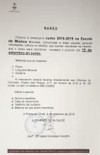 A Escola Municipal de Música abre o seu prazo de matrícula no curso 2018-2019