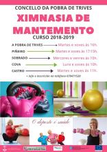 Ximnasia de Mantemento para o curso 2018-2019 no Concello da Pobra de Trives